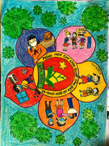 vẽ tranh thiếu nhí vui khỏe tiến bước lên đoàn đẹp