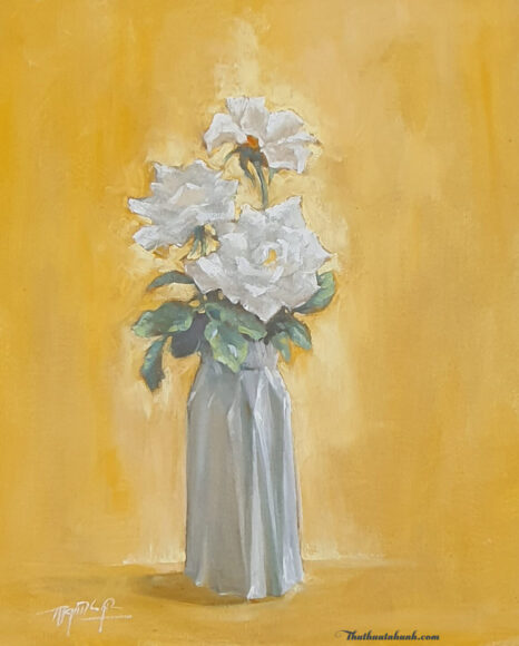 Vẽ tranh tĩnh vật đơn giản hoa Hồng