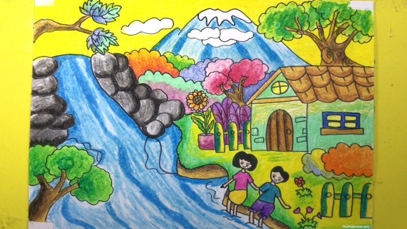 Vẽ tranh tình yêu quê hương đất nước Việt Nam tươi đẹp
