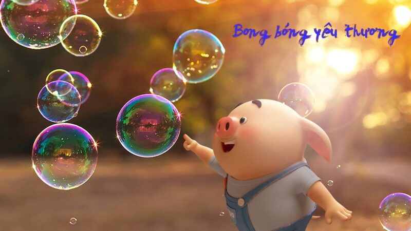 Ảnh nền có chữ bong bóng yêu thương cute