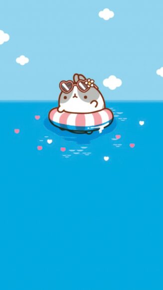 Ảnh nền cute màu xanh dương chibi