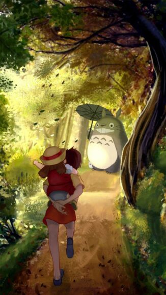 Hình nền Totoro và hai chị em trong phim hoạt hình