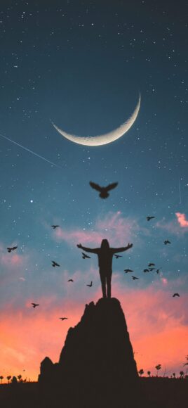 Hình nền Zalo buồn cùng với bầu trời sao