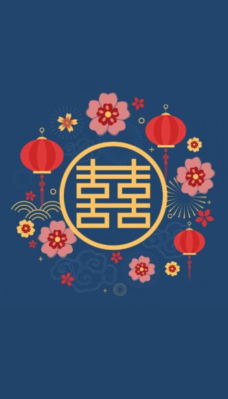 Hình nền chữ hỷ nền xanh