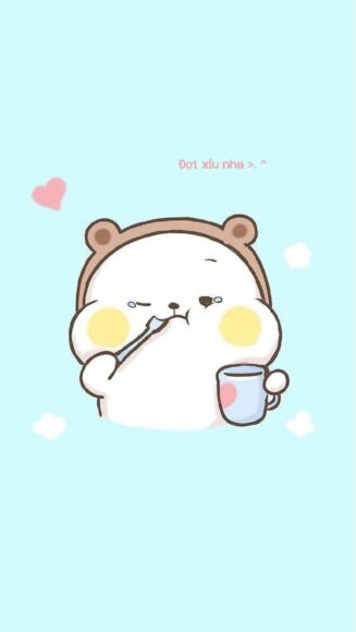Hình nền có chữ và chú gấu dễ thương