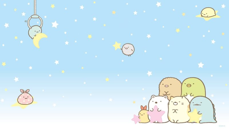 Hình nền cute màu xanh dương cùng những chú gấu đáng yêu