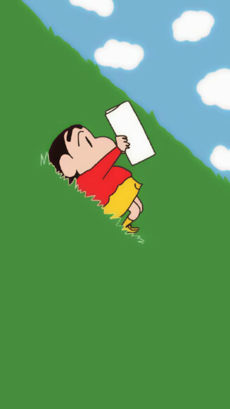 ảnh nền Shin nằm trên cỏ