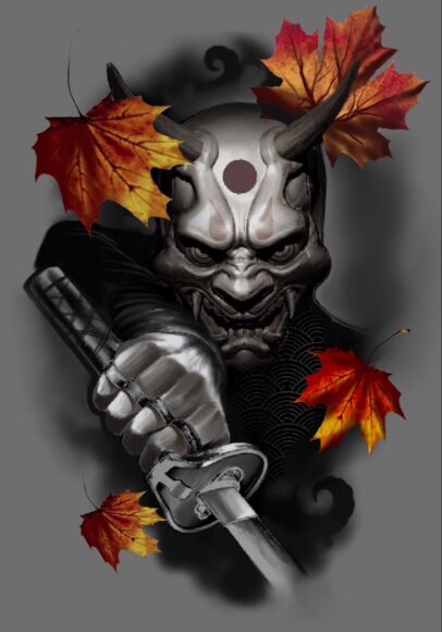 ảnh nền mặt quỷ và lá phong