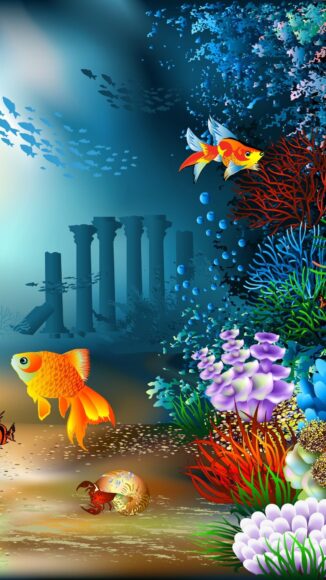 hình nền cá 3D sáng tạo