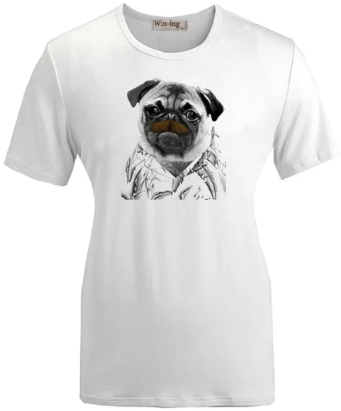 Áo thun in hình đẹp chó cute màu trắng