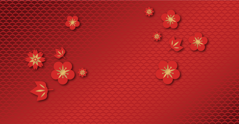 Background chúc mừng năm mới hoa đỏ