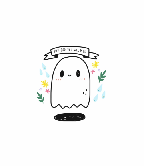 Hình ma cute hoa lá