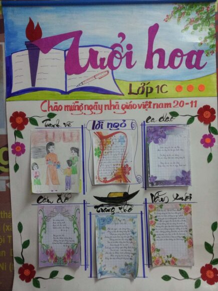 ảnh báo tường tuổi hoa của học sinh lớp 1