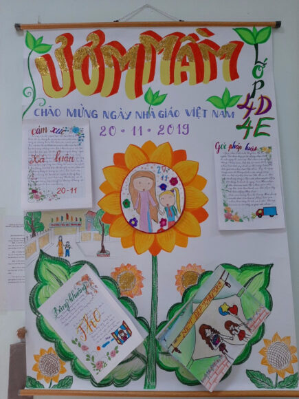 hình ảnh báo tường vẽ hoa hướng dương tuyệt đẹp