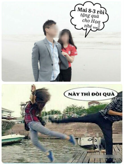 hình ảnh chế 8 3 cái kết khi đòi quà