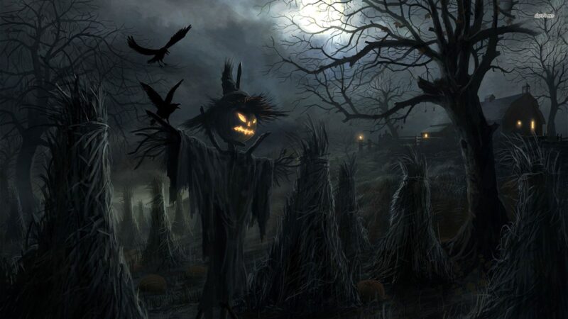hình bìa Halloween người rơm đáng sợ