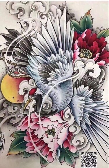 hình con hạc tranh vẽ