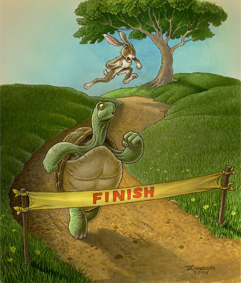 Ảnh Rùa và Thỏ kết thúc cuộc thi