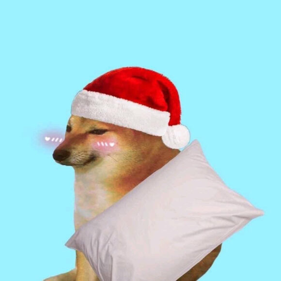 Ảnh meme cheems độii mũ Noel