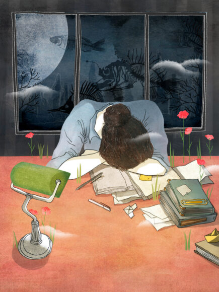 Ảnh ôn thi ngủ gật