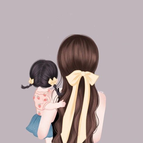 Ảnh vẽ mẹ và con gái đẹp