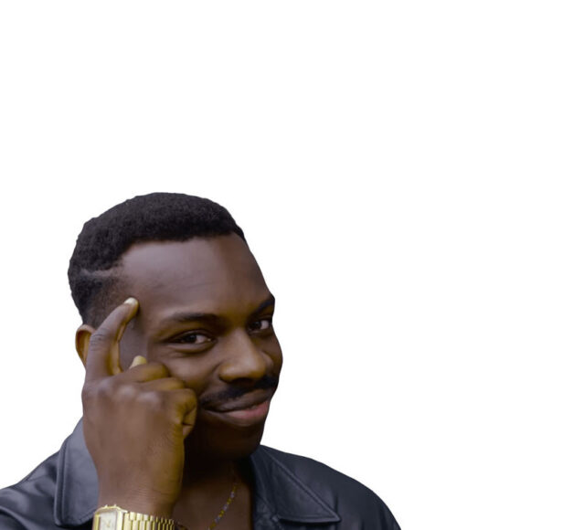 Hình ảnh anh da đen chỉ tay vào đầu