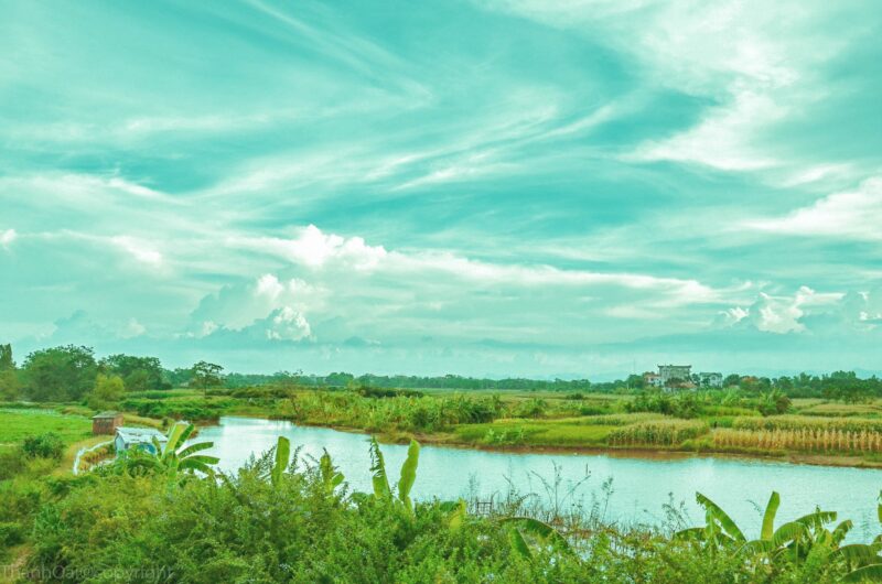 Hình ảnh nền quê hương về con sông làng