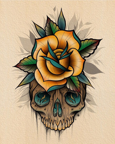 Hình đầu lâu hoa hồng