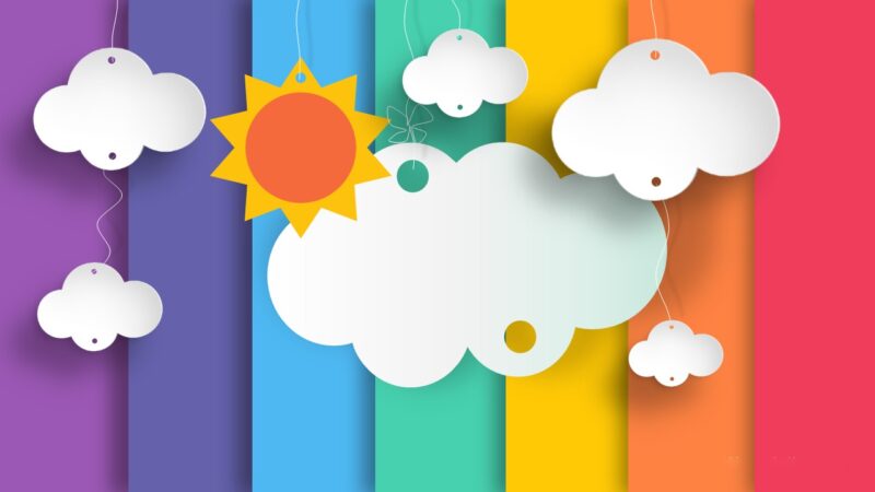 Hình mầm non đám mây và mặt trời