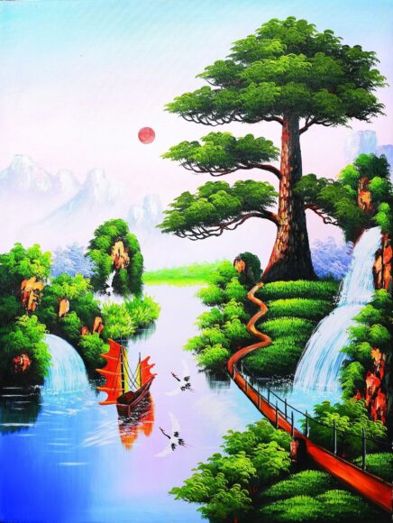 Hình nền quê hương trong tranh vẽ