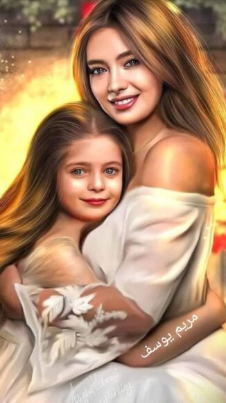 Hình vẽ mẹ và con gái đẹp cực kỳ đáng yêu