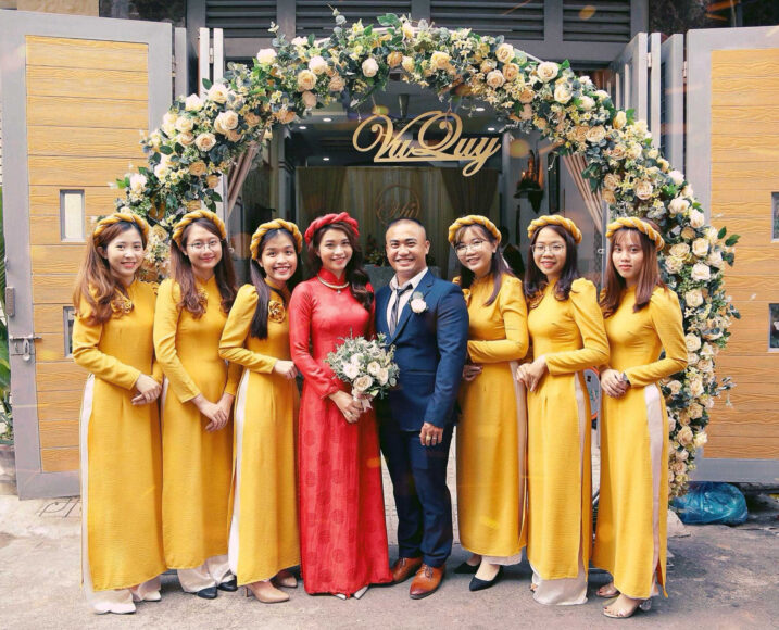 Mẫu áo dài bưng quả đẹp