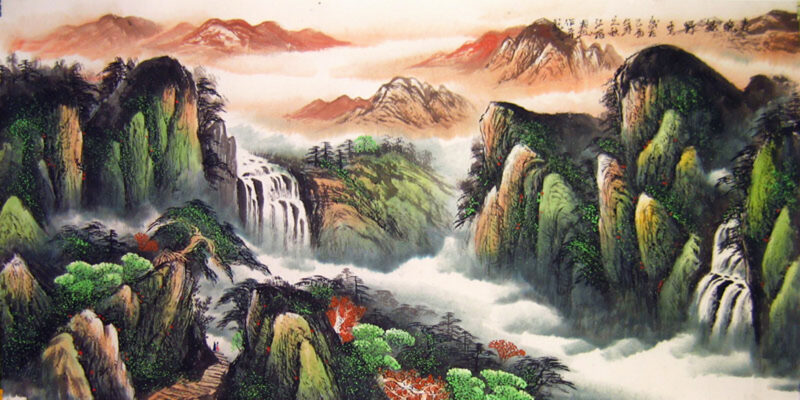 Tranh cổ phong núi non hùng vĩ