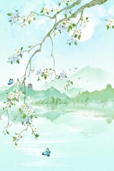 Tranh cổ phong xanh mát