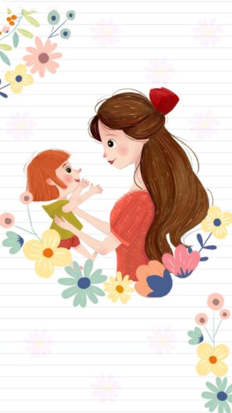 Tranh vẽ mẹ và con gái đẹp đơn giản
