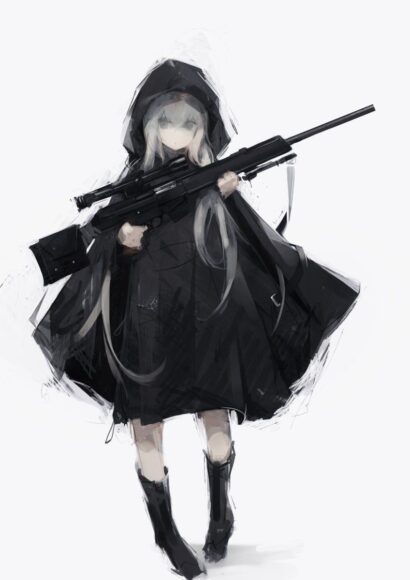 ảnh Anime nữ cầm súng bí ẩn
