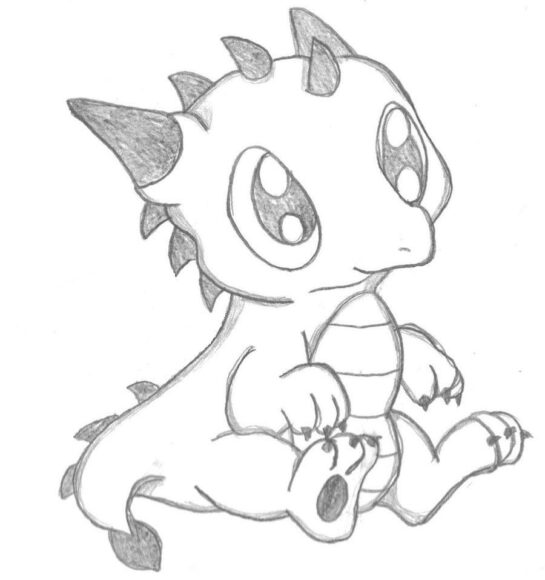 ảnh Rồng con chibi đen trắng