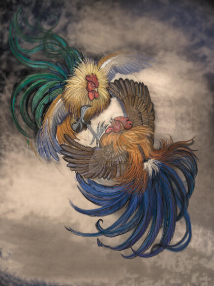 ảnh gà chọi đẹp trong tranh nước ngoài