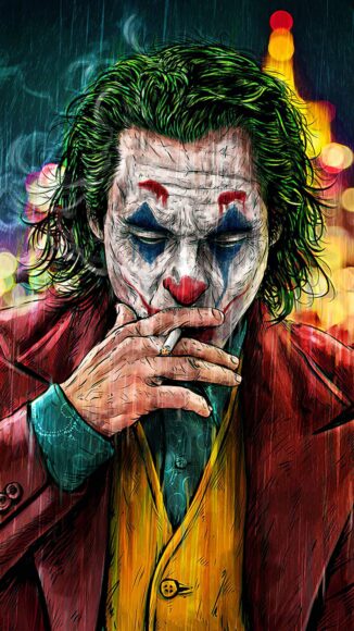 ảnh hút thuốc dưới mưa của joker