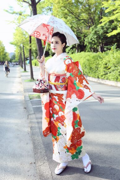 ảnh kimono che ô