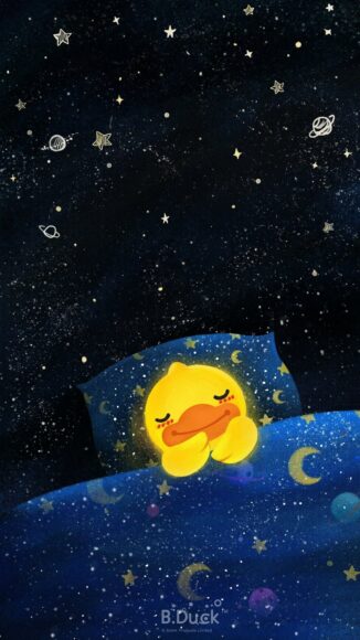 ảnh nền vịt vàng cute đi ngủ