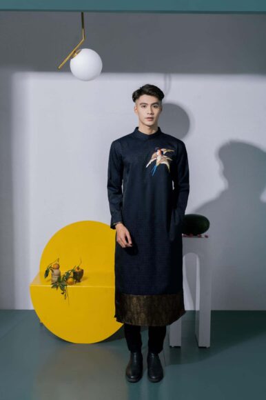 áo dài cách tân nam đen đẹp