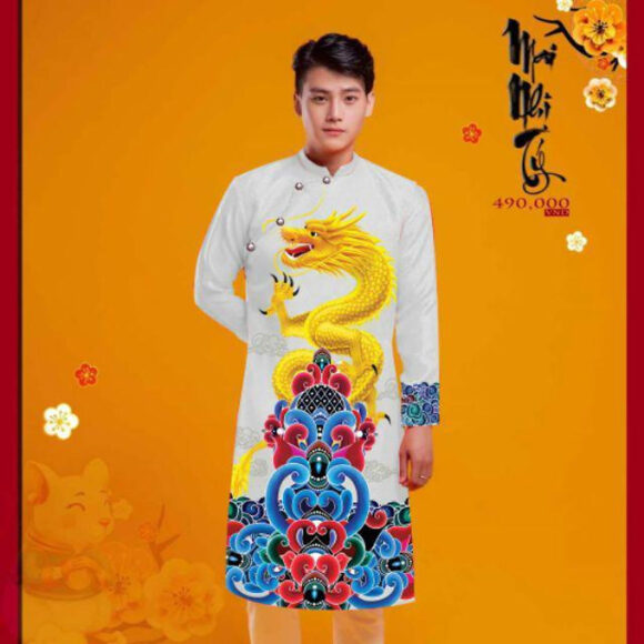 áo dài cách tân nam họa tiết rồng