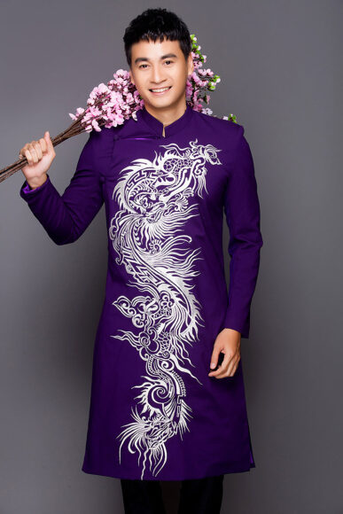 áo dài cách tân nam màu tím