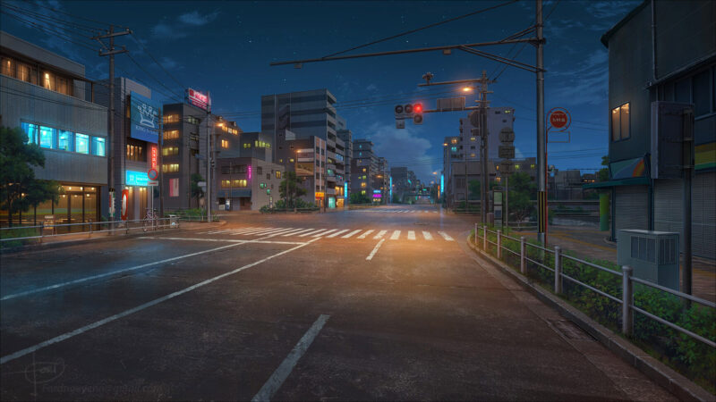 background anime cảnh đêm