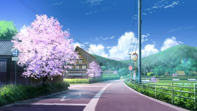 background anime cảnh đường làng