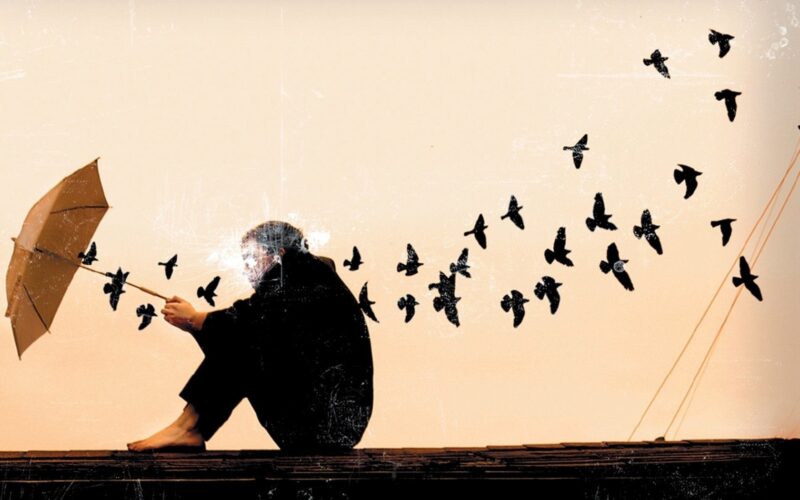 background buồn cầm ô