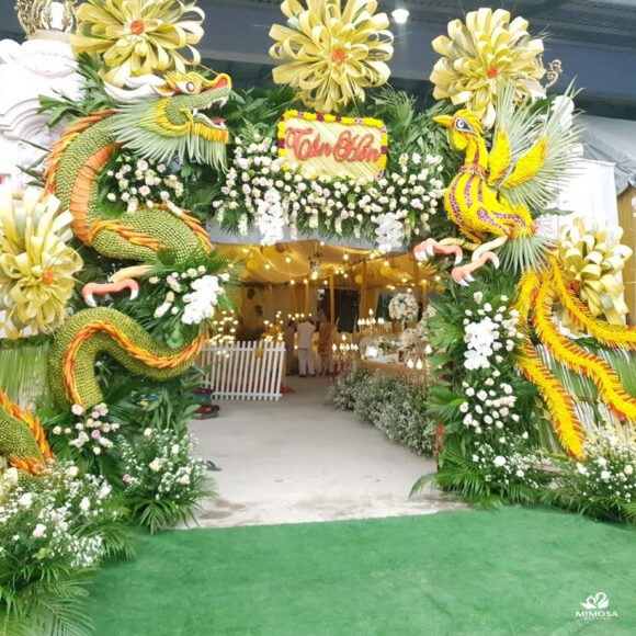 cổng hoa cưới đẹp rồng phượng