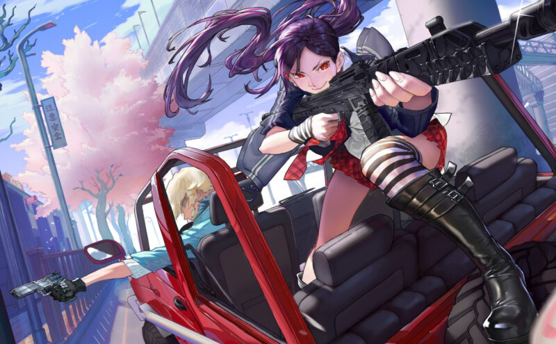 hình Anime nữ cầm súng láu cá