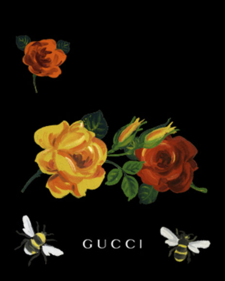 hình Gucci nền đen hoa hồng